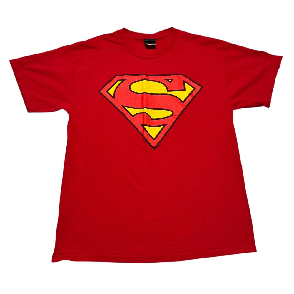 Vintage 2001 DC Comics Warner Brothers Superman Red Cotton Shirt Men's Large